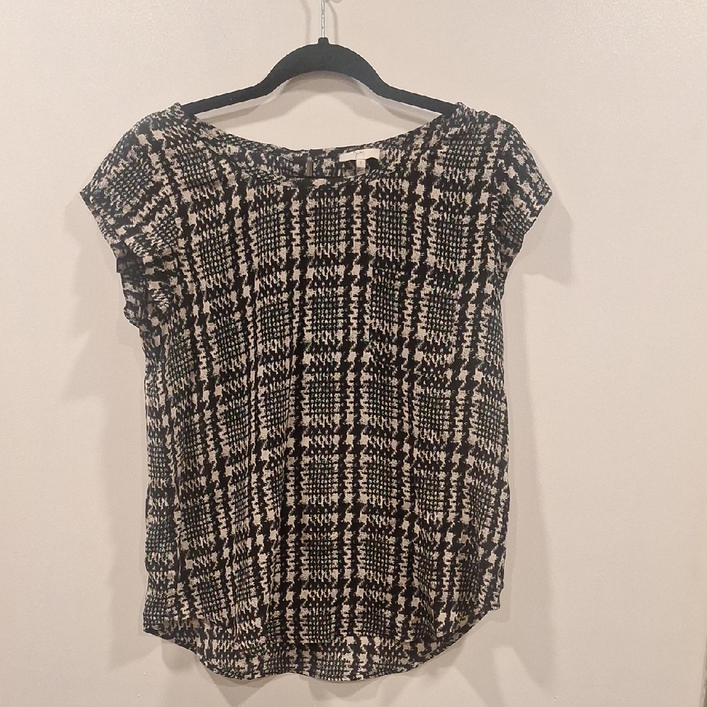 Joie Black and White Patterned Blouse